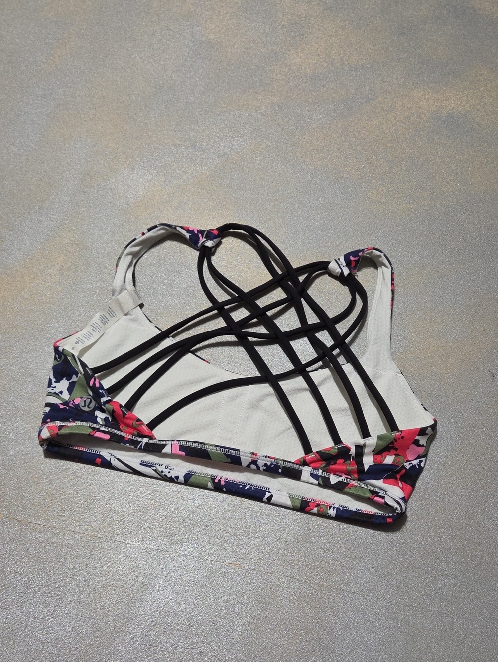 lululemon athletica Floral Camo Strappy Sports Bra - Pink & Black